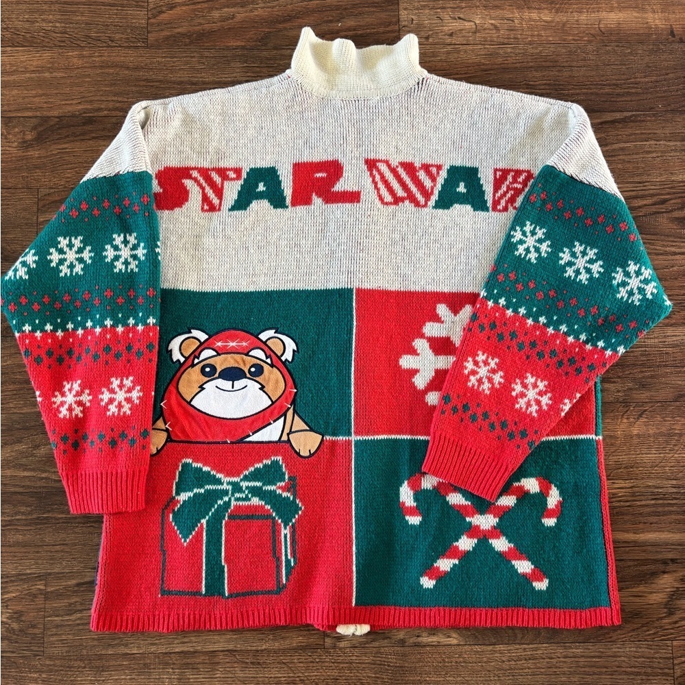 Disney Star Wars Ewok Christmas Spirit Jersey Cardigan Sweater - Picture 10 of 11